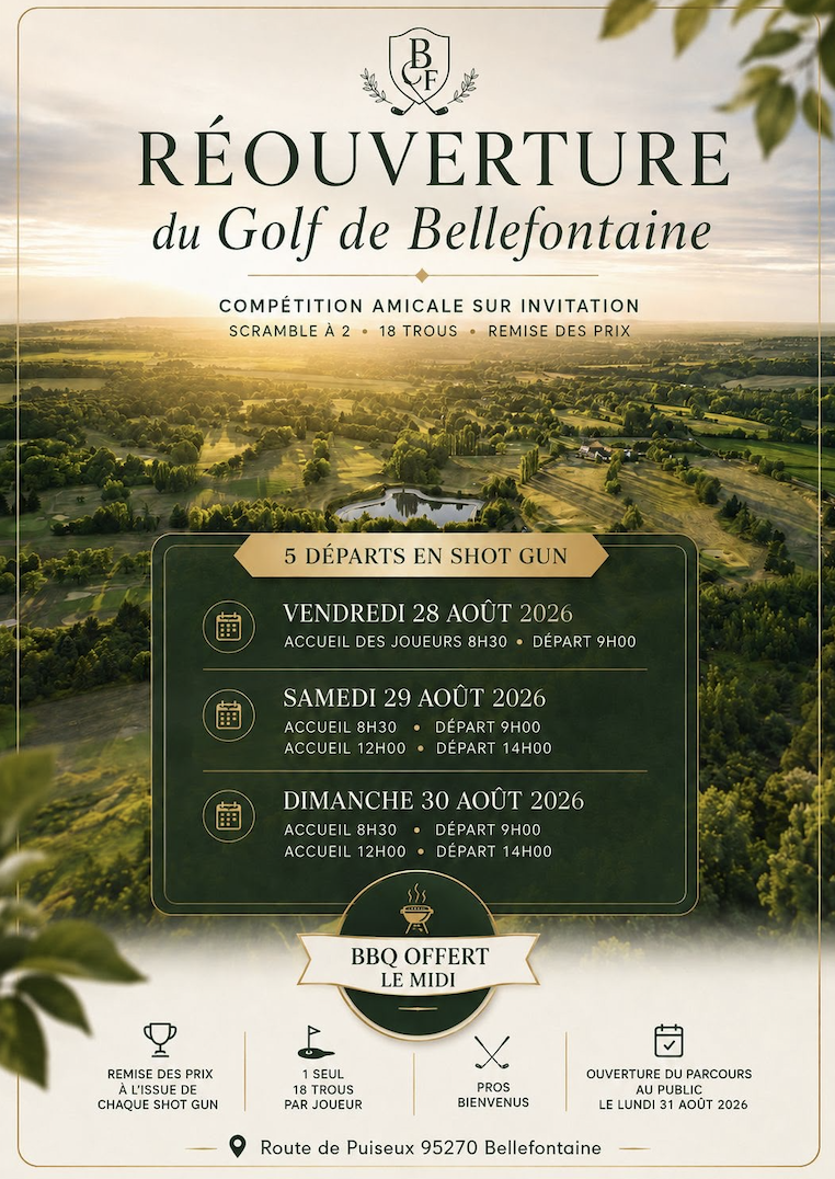 Réouverture du Golf de Bellefontaine !