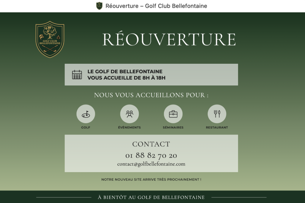 Réouverture du Golf de Bellefontaine