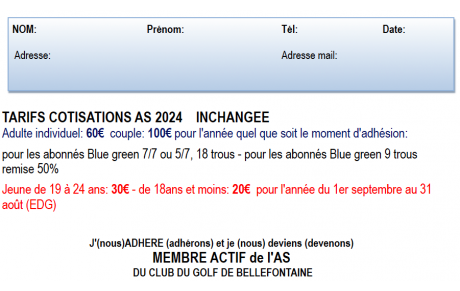 Adhérez à l'AS Golf Bellefontaine !